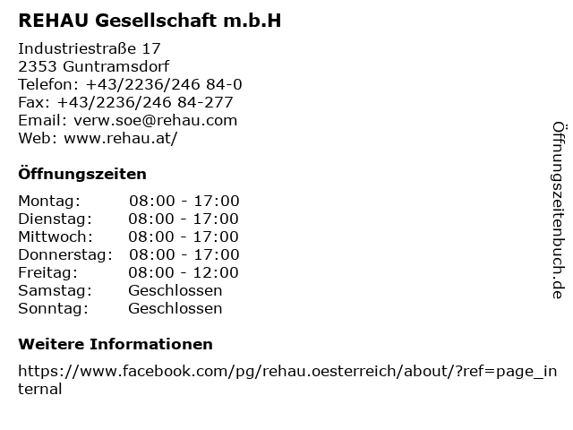 REHAU Gesellschaft m.b.H in Guntramsdorf: Adresse und Öffnungszeiten