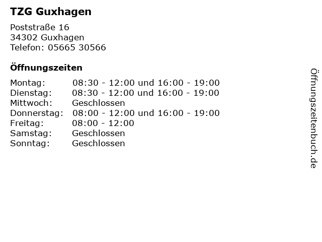 ᐅ Offnungszeiten Tzg Guxhagen Poststrasse 16 In Guxhagen