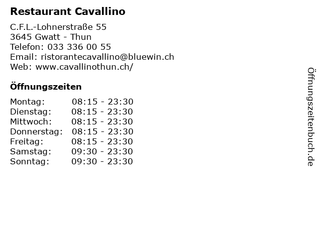 Restaurant Cavallino in Gwatt - Thun: Adresse und Öffnungszeiten