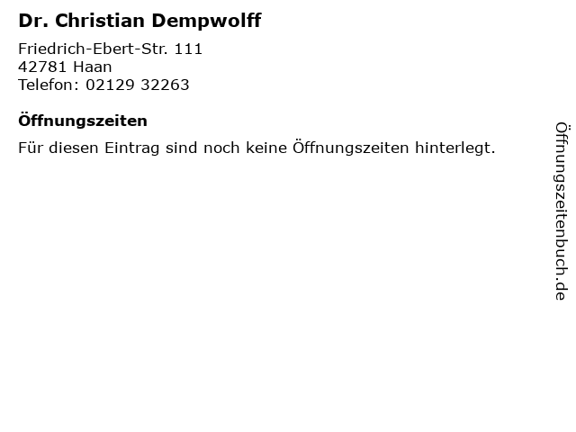 Dr. Christian Dempwolff in Haan: Adresse und Öffnungszeiten