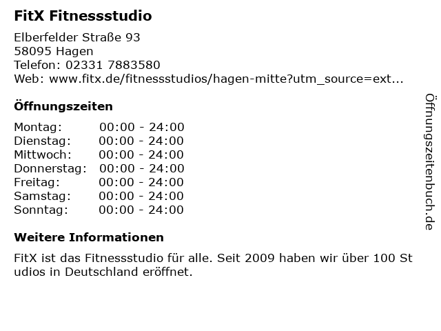 ᐅ Offnungszeiten Fitx Fitnessstudio Elberfelder Strasse 93 In Hagen