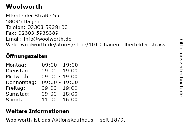 Woolworth in Hagen: Adresse und Öffnungszeiten
