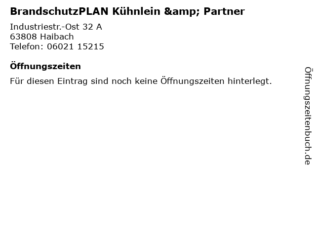 BrandschutzPLAN Kühnlein & Partner in Haibach: Adresse und Öffnungszeiten