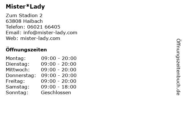 Mister*Lady in Haibach: Adresse und Öffnungszeiten