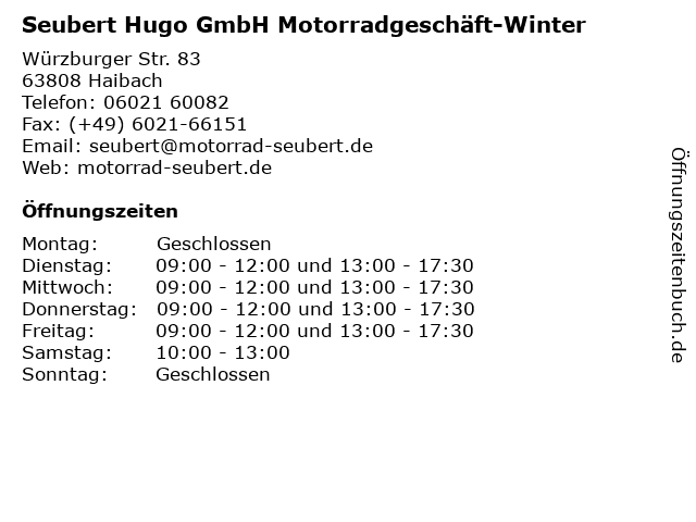 Seubert Hugo GmbH Motorradgeschäft-Winter in Haibach: Adresse und Öffnungszeiten