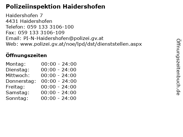Polizeiinspektion Haidershofen in Haidershofen: Adresse und Öffnungszeiten