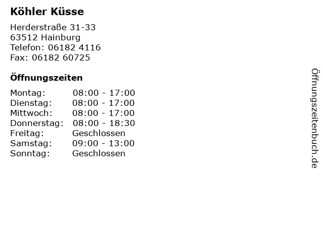 Köhler Küsse in Hainburg: Adresse und Öffnungszeiten
