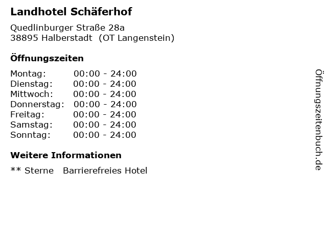 ᐅ Offnungszeiten Landhotel Schaferhof Quedlinburger Strasse 28a In Halberstadt Ot Langenstein
