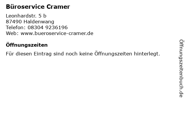 Büroservice Cramer in Haldenwang: Adresse und Öffnungszeiten