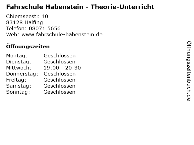 Fahrschule Habenstein - Theorie-Unterricht in Halfing: Adresse und Öffnungszeiten