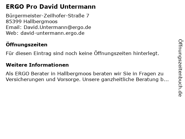 ERGO Pro David Untermann in Hallbergmoos: Adresse und Öffnungszeiten