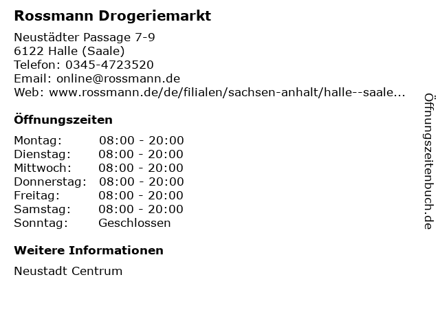 Rossmann in Halle (Saale): Adresse und Öffnungszeiten