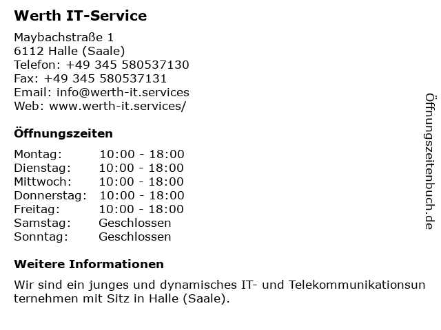 Werth IT-Service in Halle (Saale): Adresse und Öffnungszeiten