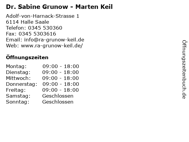 Dr. Sabine Grunow - Marten Keil in Halle Saale: Adresse und Öffnungszeiten