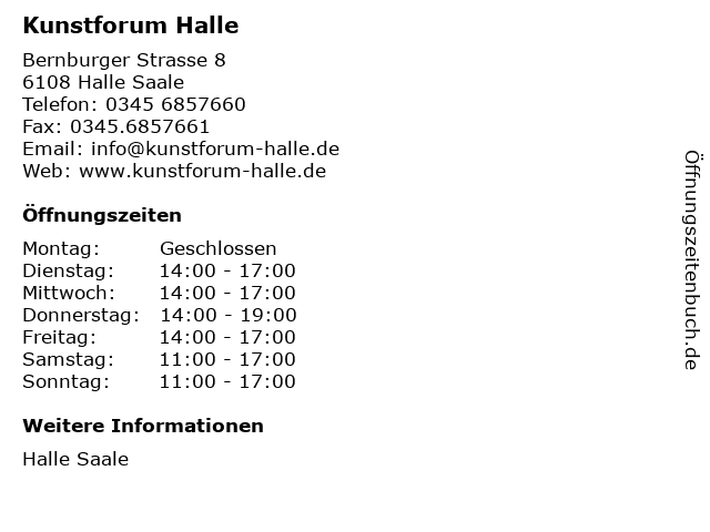 Kunstforum Halle in Halle Saale: Adresse und Öffnungszeiten