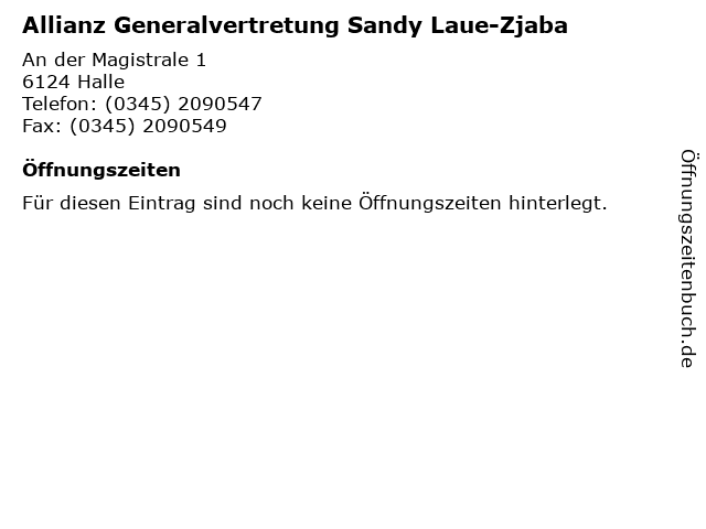Allianz Generalvertretung Sandy Laue-Zjaba in Halle: Adresse und Öffnungszeiten