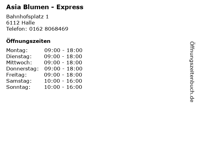 Asia Blumen - Express in Halle: Adresse und Öffnungszeiten