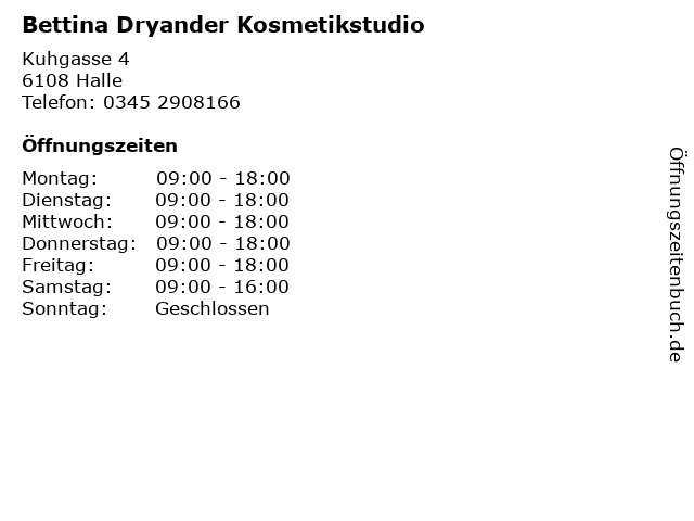 Bettina Dryander Kosmetikstudio in Halle: Adresse und Öffnungszeiten