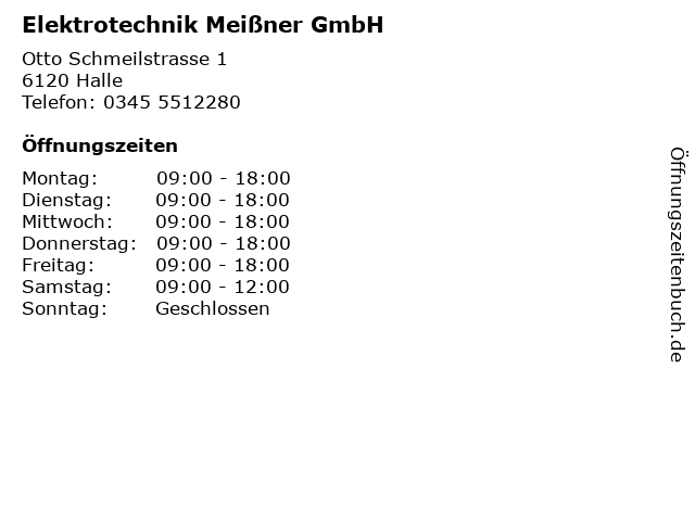 Elektrotechnik Meißner GmbH in Halle: Adresse und Öffnungszeiten