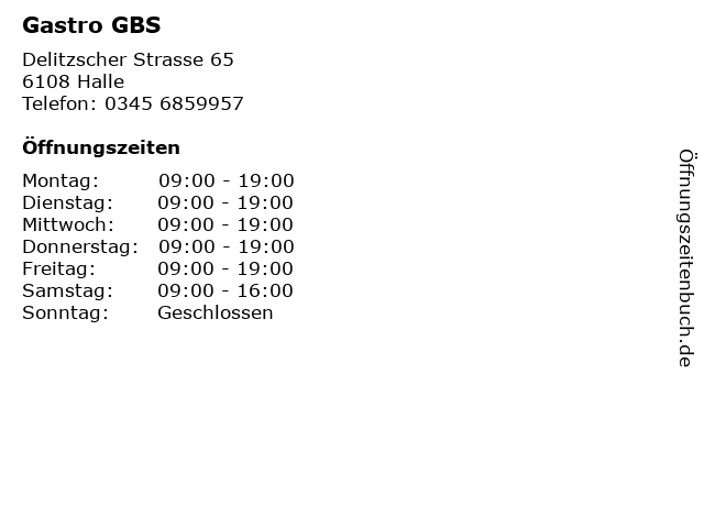 Gastro GBS in Halle: Adresse und Öffnungszeiten