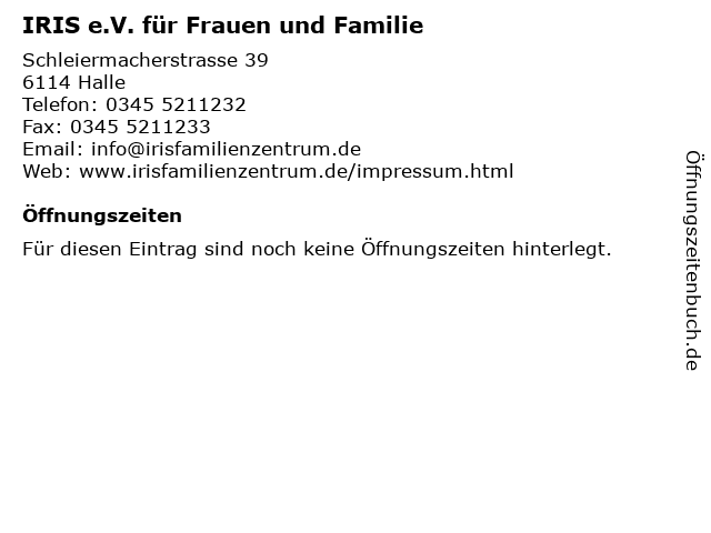IRIS e.V. für Frauen und Familie in Halle: Adresse und Öffnungszeiten