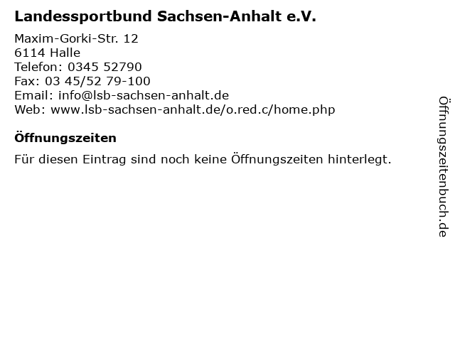 Landessportbund Sachsen-Anhalt e.V. in Halle: Adresse und Öffnungszeiten