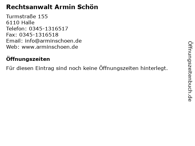 Rechtsanwalt Armin Schön in Halle: Adresse und Öffnungszeiten