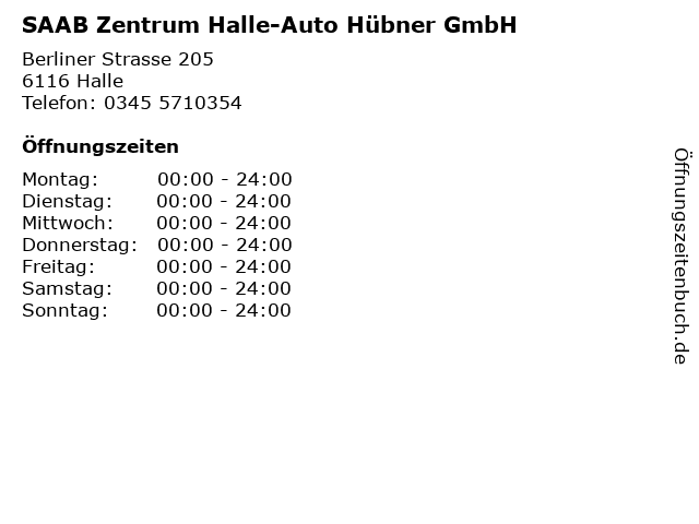 SAAB Zentrum Halle-Auto Hübner GmbH in Halle: Adresse und Öffnungszeiten