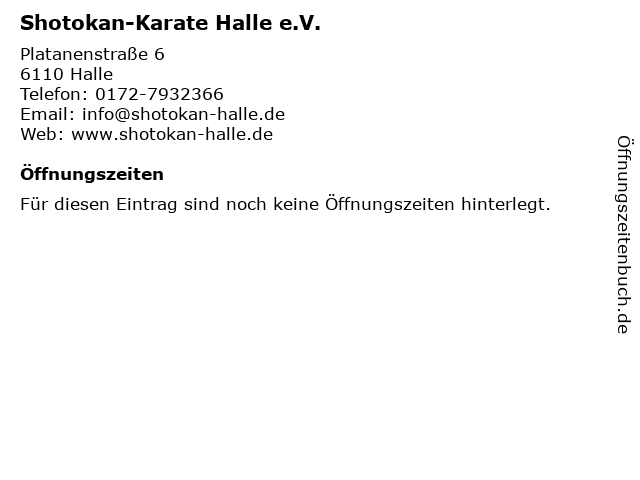Shotokan-Karate Halle e.V. in Halle: Adresse und Öffnungszeiten