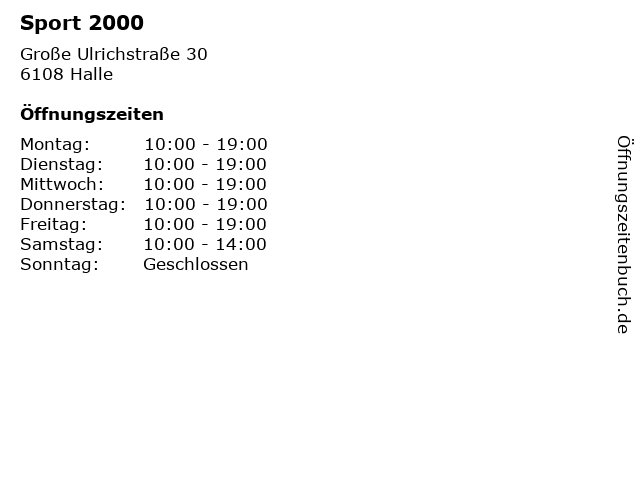 Sport 2000 in Halle: Adresse und Öffnungszeiten