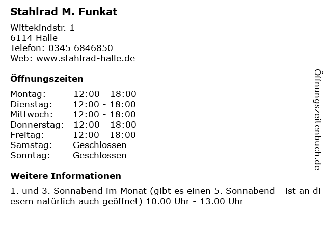 Stahlrad M. Funkat in Halle: Adresse und Öffnungszeiten