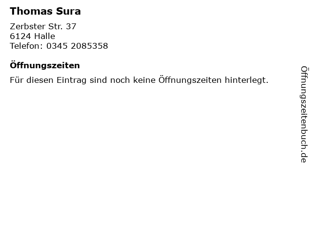 Thomas Sura in Halle: Adresse und Öffnungszeiten
