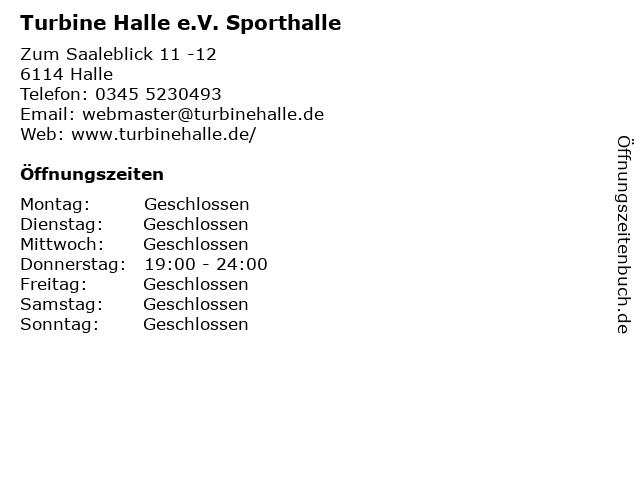 Turbine Halle e.V. Sporthalle in Halle: Adresse und Öffnungszeiten