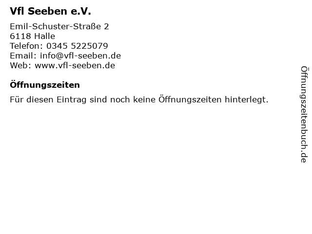 Vfl Seeben e.V. in Halle: Adresse und Öffnungszeiten