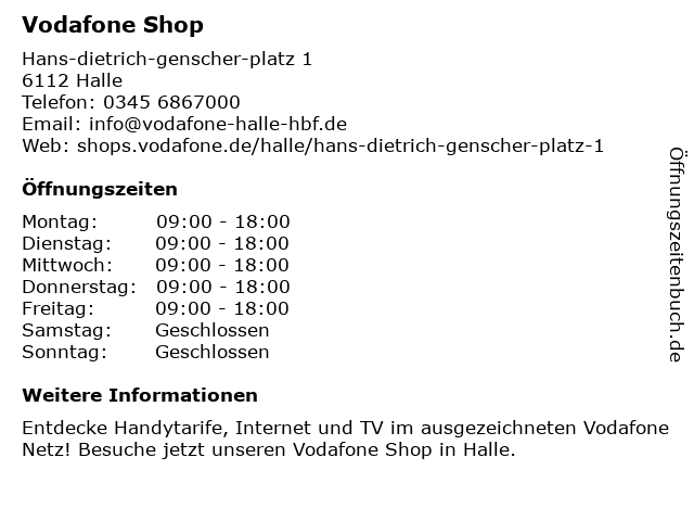 Vodafone Shop in Halle: Adresse und Öffnungszeiten