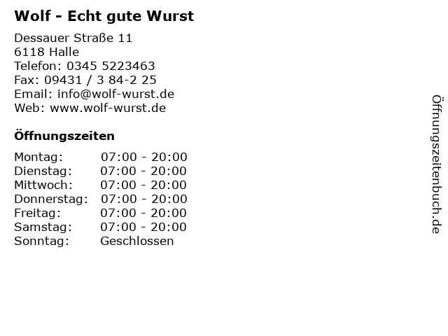 Wolf - Echt gute Wurst in Halle: Adresse und Öffnungszeiten