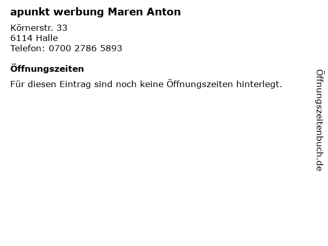 apunkt werbung Maren Anton in Halle: Adresse und Öffnungszeiten