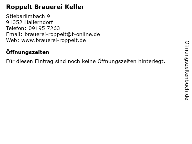 ᐅ Offnungszeiten Roppelt Brauerei Keller Stiebarlimbach 9 In Hallerndorf