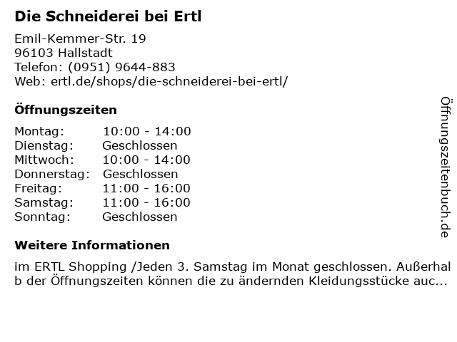 Die Schneiderei bei Ertl in Hallstadt: Adresse und Öffnungszeiten