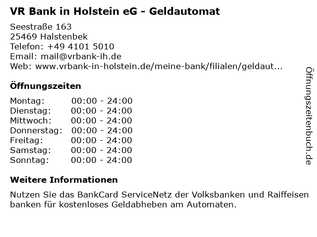 ᐅ Offnungszeiten Vr Bank In Holstein Eg Geschaftsstelle