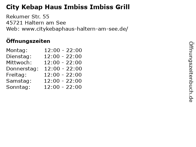 ᐅ Offnungszeiten City Kebap Haus Imbiss Imbiss Grill Rekumer