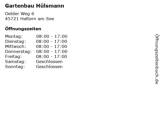 Gartenbau Hülsmann in Haltern am See: Adresse und Öffnungszeiten