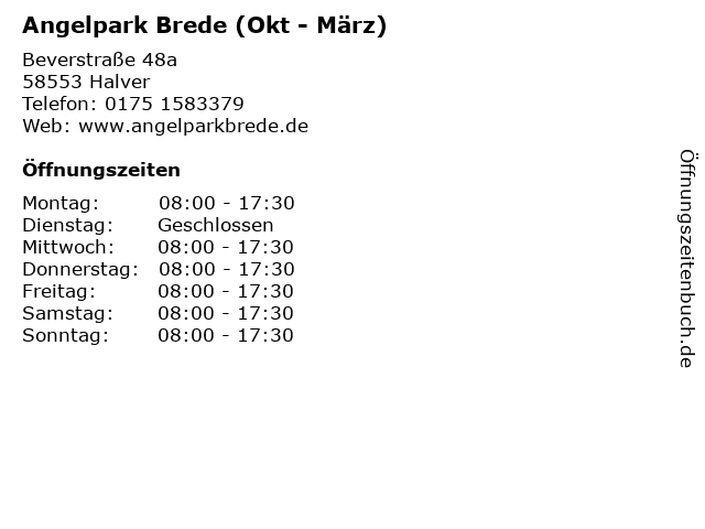 Angelpark Brede (Okt - März) in Halver: Adresse und Öffnungszeiten