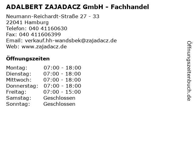 ADALBERT ZAJADACZ GmbH - Fachhandel in Hamburg: Adresse und Öffnungszeiten