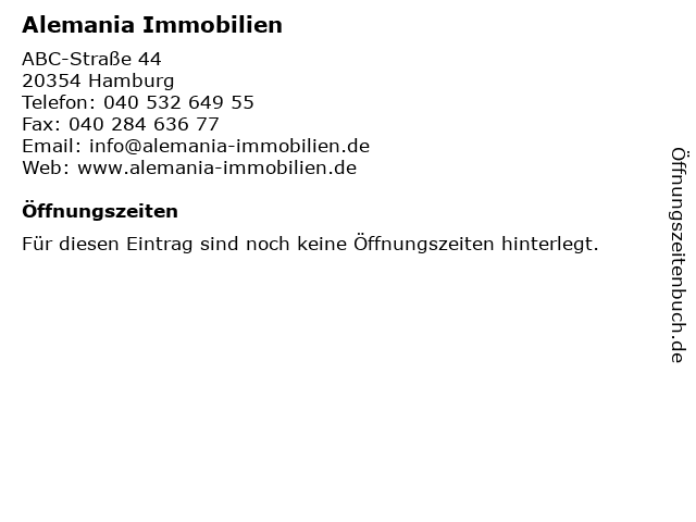 ᐅ Offnungszeiten Alemania Immobilien Abc Strasse 44 In Hamburg