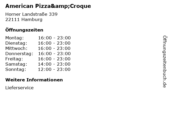 American Pizza&Croque in Hamburg: Adresse und Öffnungszeiten