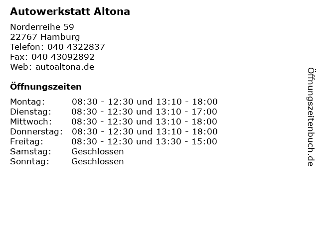 Autowerkstatt Altona in Hamburg: Adresse und Öffnungszeiten