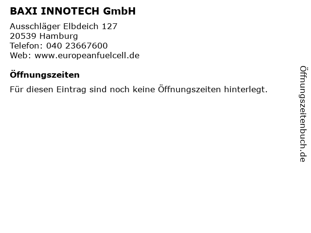 BAXI INNOTECH GmbH in Hamburg: Adresse und Öffnungszeiten
