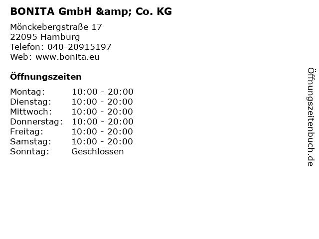 BONITA GmbH & Co. KG in Hamburg: Adresse und Öffnungszeiten