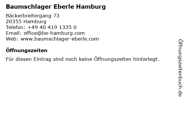 Baumschlager Eberle Hamburg in Hamburg: Adresse und Öffnungszeiten